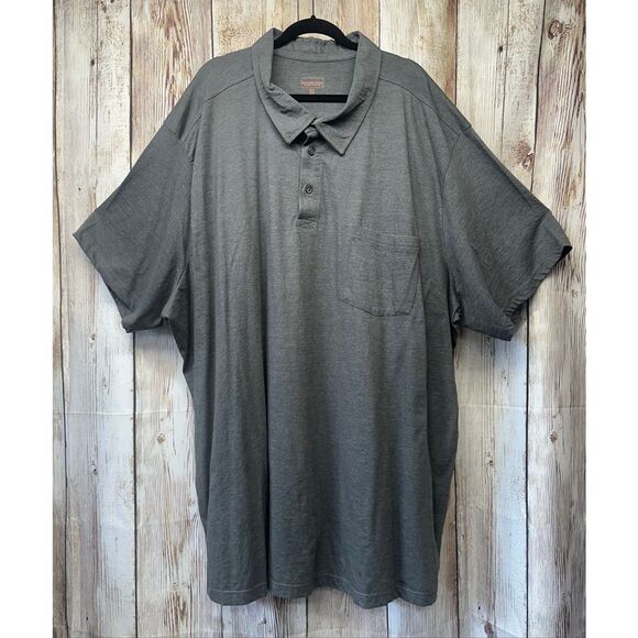 6XL Big Boulder Creek Men’s Dark Grey Collared Neck Button Up Pocket Tshirt - Picture 1 of 6